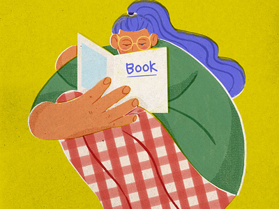 Book 2d book branding character concept design flat girl glasses illustration reading red vector