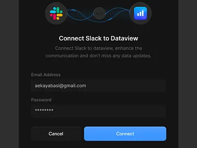 Dataview - saas integration modal component dark mode design integration interface modal popup product saas ui design ui kit ux design