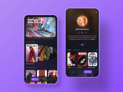 Legend Audio Comics App Design alev app design audio book comics dc digital design studio home page interface legend library listening marvel mobile app mobile design profile reading ui ux web design