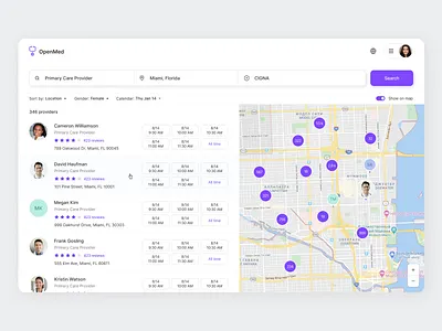 Health Care Web App - Search for Provider design ui ux