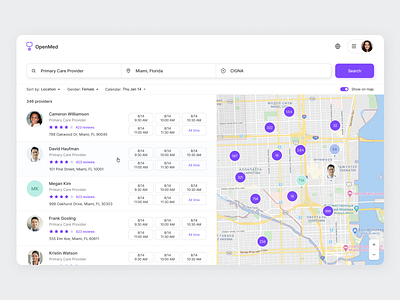 Health Care Web App - Search for Provider design ui ux