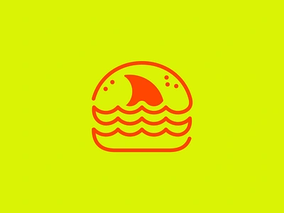 Burger Logo bbq barbeque beef burger brand branding burger logo fast food fish food logo hamburger hamburger logo identity line art logo monoline pork burger sea shark shark fin smash burger smashed burger