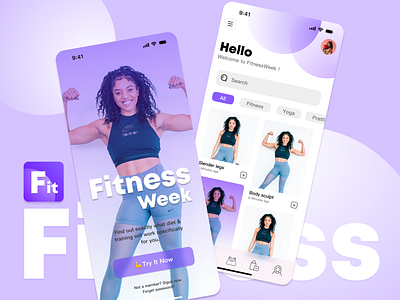 Fitness Week app branding business design fitness graphic design illustration logo sport typography ui ux