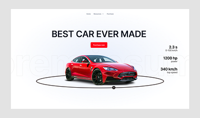 Car website landing page car design landing page red car supercar tesla ui ux white page