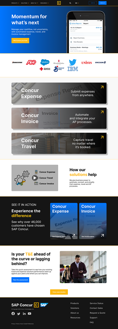 SAP Concur | Home page redesign concur figma redesign ui