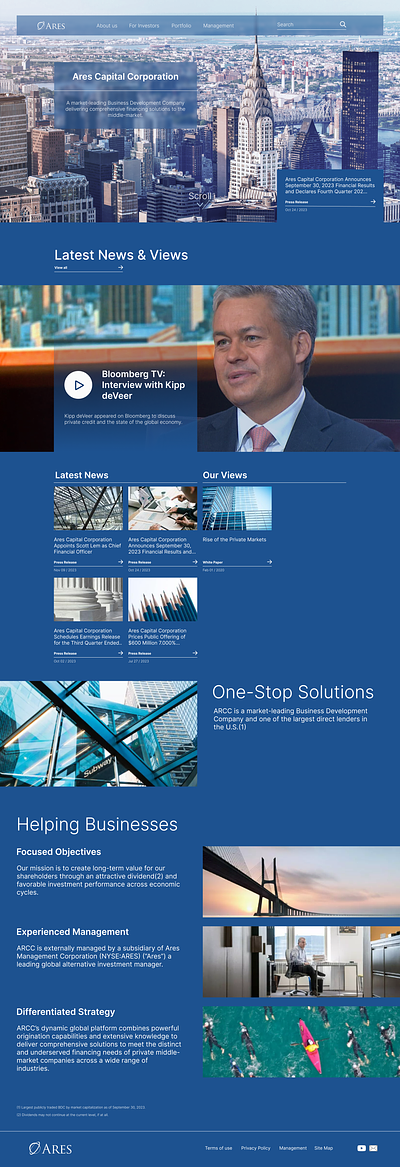 Ares Capital Corporation | Home page redesign ares figma homepage redesign ui