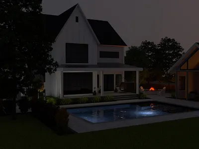 Nighttime scene 3d landscape sketchup