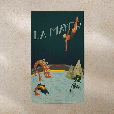 Poster for La Mayor restaurant in Oslo, Norway diver illustration mexican norway poster restaurant vintage