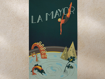 Poster for La Mayor restaurant in Oslo, Norway diver illustration mexican norway poster restaurant vintage