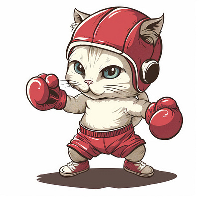 Boxing Cat Created With AI 3d animation branding design graphic design illustration logo merch by amazon motion graphics typography ui ux vector