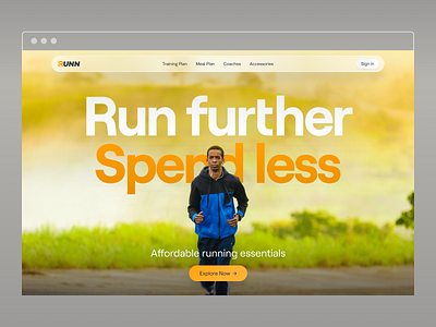 Homepage Hero Section Design for Affordable Running Essentials 3d branding creative graphic design running sports ui