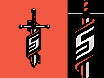 S3 - Logo badge brandmark crest emblem flag identity illustration knife knight letter s lettering logo logo design logodesign pin scroll sports logo sword vector weapon