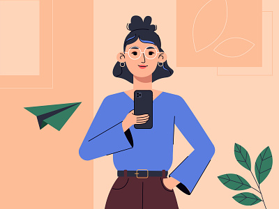 Woman artwork character design illustration people smartphone woman