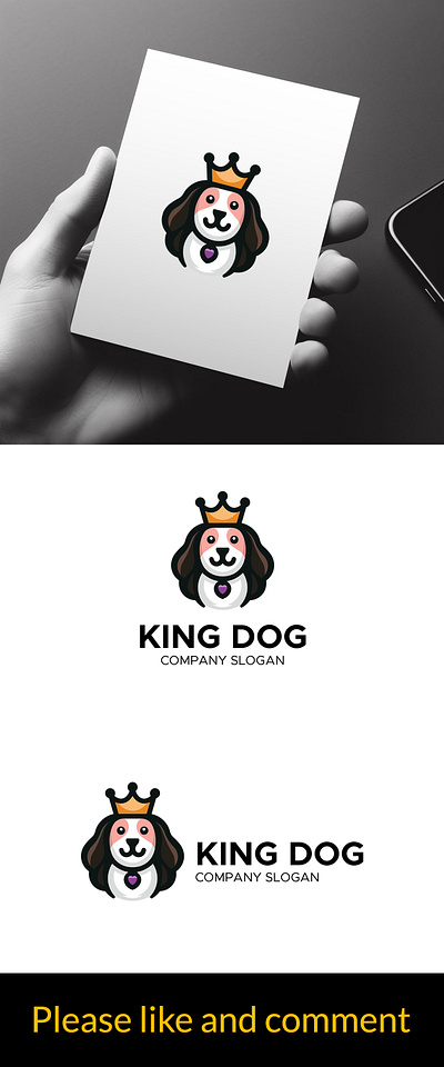 King Dog logo animal cute dog dog domestic king dog pet pet dot