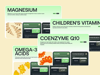 Supplement screen preview ai design details page grid layout supplements visual design web