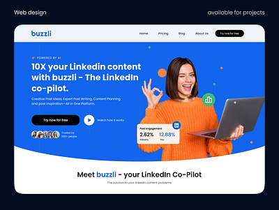 Buzzli landing page ai design landing page ui ux website