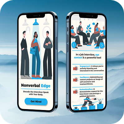 Interview Prep / Body Language Mastery App app design body language illustrations interview prep start up startup ui ui design