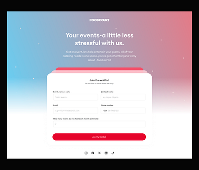 Foodcourt events catering waitlist animation design ui web web design