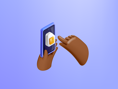 Hands holding mobile phone with SIM card 3d branding card hand holding icon logo mark neumorphism phone render sim vector