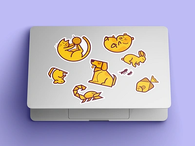 Pets stickers animal branding cat chinchilla cute design dog fish hamster home icon set illustration laptop mac mocup pet pets rabbit scorpio sticker