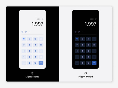 Calculator with Light & Night Mode app design application calculator light mode mobile app night mode ui user experience user interface ux