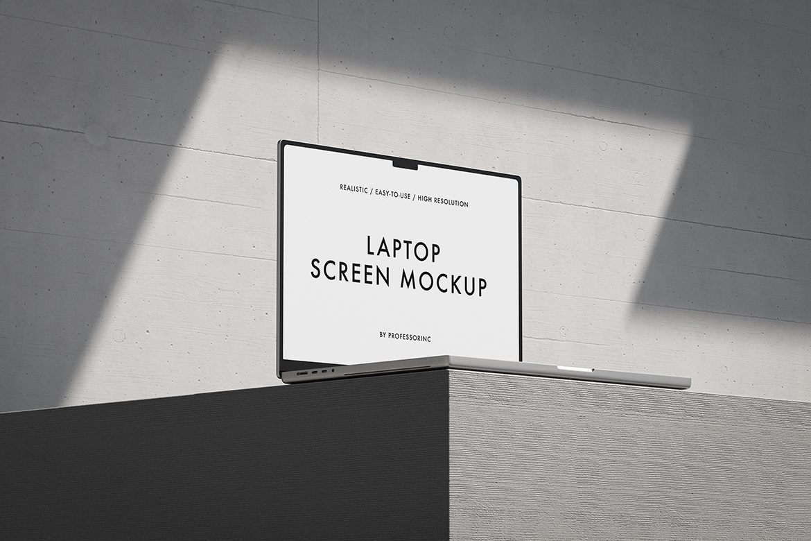 MacBook Pro Mockup app apple application brand branding brutalist concrete design devices graphic design interface laptop macbook minimalist mockup notebook plaster showcase template website