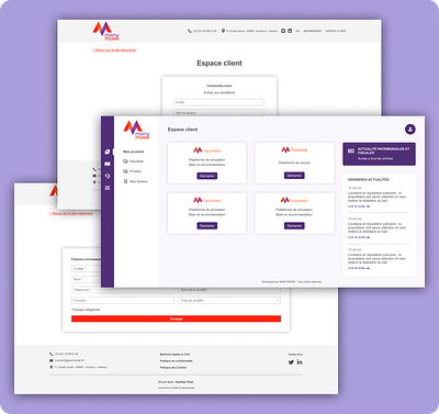 Site institutionnel Manymore, espace client design desktop ergonomie ui ux
