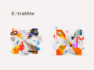 ExtraMile "X" Graphics branding collage design extramile graphic design illustration lettering logo logotype x