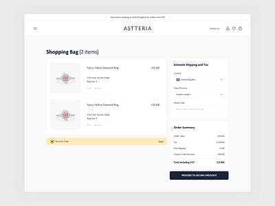 Luxurious Jewelry - Checkout Process basket brand checkout clean design details interface jewelry luxury minimal payment platform process shipping shopping ui user experience user interface ux website
