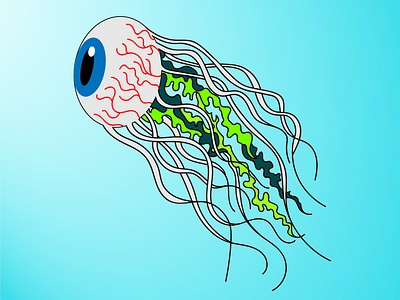 Jellyfish Eye arte desenho estampas graphic design ilustração olho vetores água viva