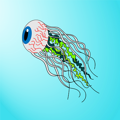 Jellyfish Eye arte desenho estampas graphic design ilustração olho vetores água viva