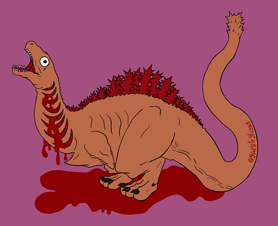 Kamata-kun blood digital dinosaur fanart godzilla illustration krita monster movie shin godzilla tokusatsu