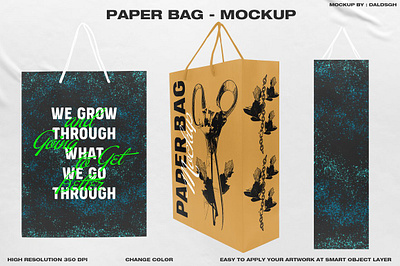 Paper Bag - Mockup apparel apparel mockups bag brand branding branding mockup paper paper bag paper bag mockup paper bag mockup paper mockup product box product design product mockup