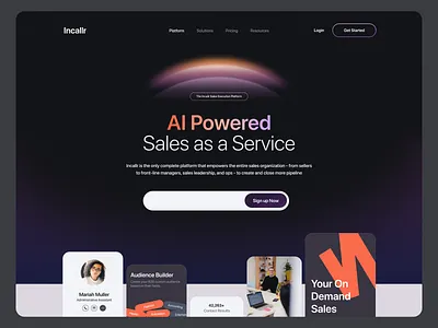 AI-powered SaaS platform ai app bento card clean dark hero interface saas sales search ui ux web web design widget