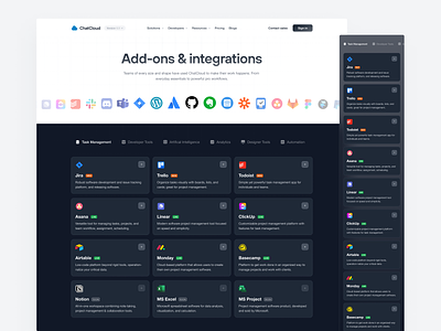 ChatCloud - Integration Page apps design graphic design integrations landing page logos softwares ui ui design ux design web design