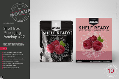 Retail Shelf Box 22 Packaging Mockup cardboard easy tear foil supermarket packaging paper products perforation reatilready sachet shelves supermarket