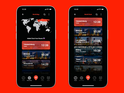 World Clock App Design app clock design mobile mobile app product design time ui ux world clock
