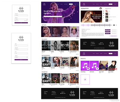 Music Website Design cool web design graphic design music purple simple design ui