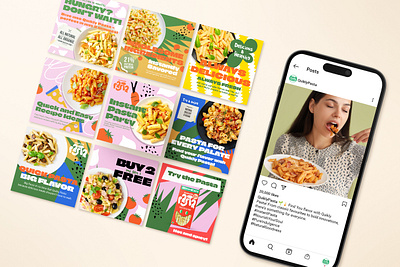 Pasta Brand Visual Identity (InstantEats™) animation branding design graphic design illustration logo social media ui ux vector