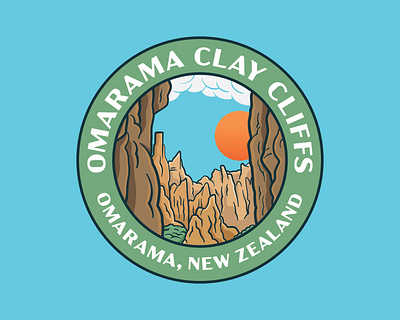 Omarama Clay Cliffs Badge badge badge design clay clay cliffs cliffs illustration kiwi landscape new zealand nz omarama park