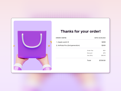 Purchase Receipt - Daily UI Challenge 17 above the fold app apple watch branding design ecommerce email illustration inspiration israt minimal design one pager purchase purchase receipt receipt sleep design ui ux uxisrat