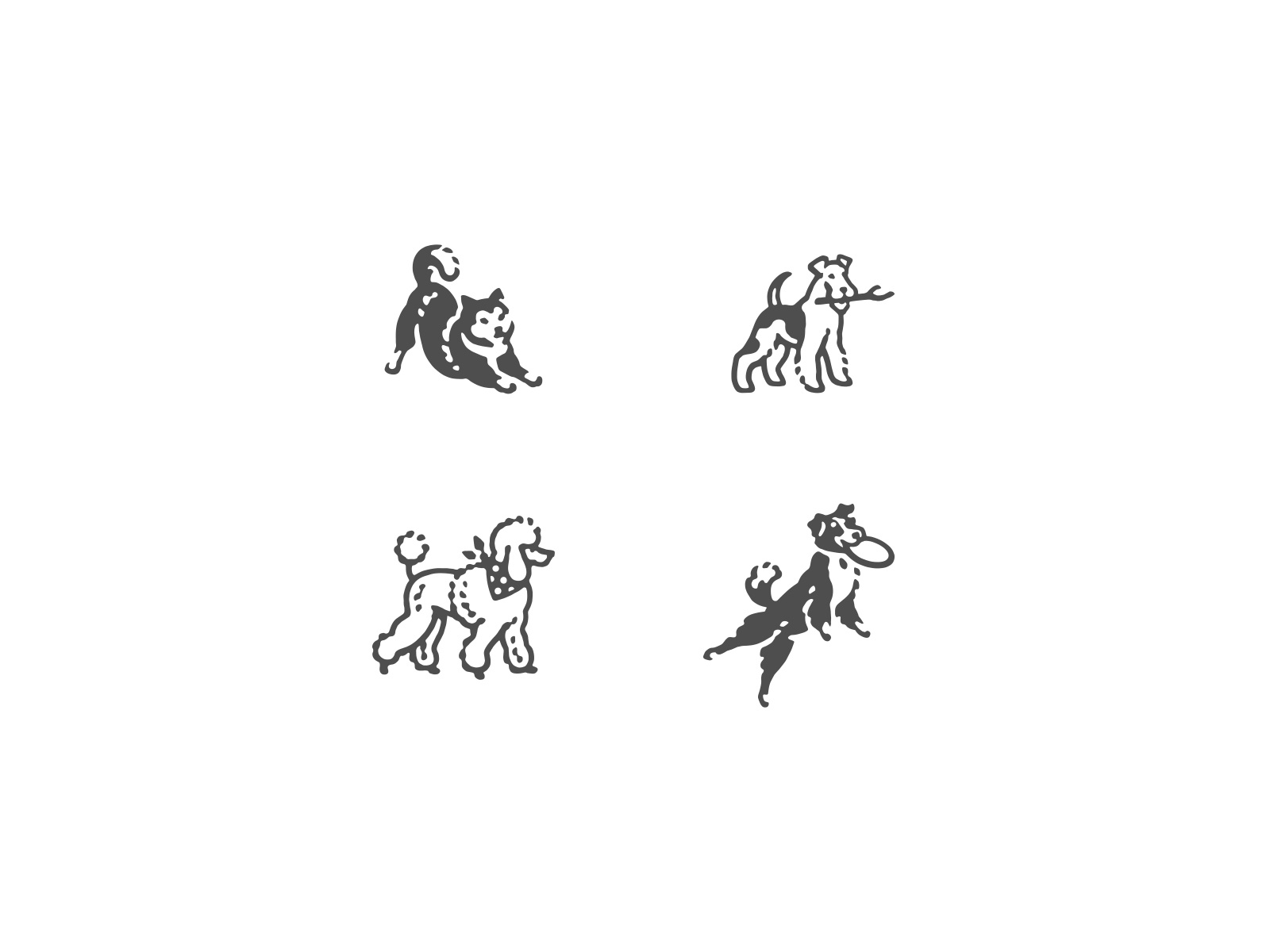 Dog icons for a branding akita design dog engraving etching frisbee icon illustration label logo pen and ink siba vector engraving woodcut
