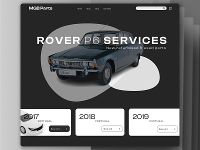 MGB Parts Rover P6 website design car car shop car shop landingpage car shop website ui website