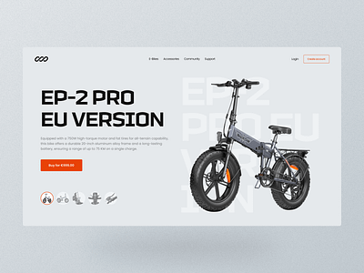 Bike Hero section landing ui ux web