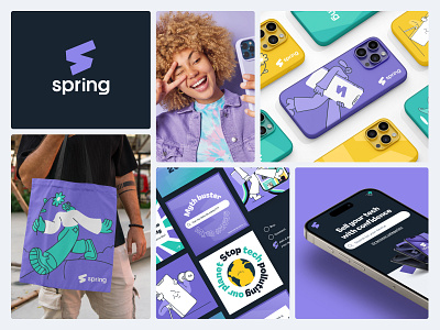 Spring Brand Identity brand branding colour identity illustration logo mockup ui ux