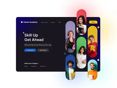 Online eLearning Website Landing Page | Education Landing Page career course landing page creative landing page design edu ui design education education site elearning figma landing page online course ui ui design ui landing uiux ux design