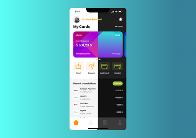 Banking App Home Screen banking credit card design figma fintech graphic design home illustrator mobile mobile app ui ui ux ux