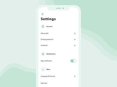 Settings screen account animation appdesign application clean design dribbble graphic design green light profile settings social socialmedia ui uiux ux