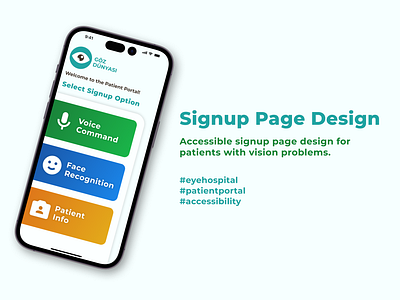 Accessible Signup Page Design for Patients with Vision Problems accessibility accessible design accessible signup page app application eye hospital eye hospital ui mobile mobile signup page signup signup page ui ux