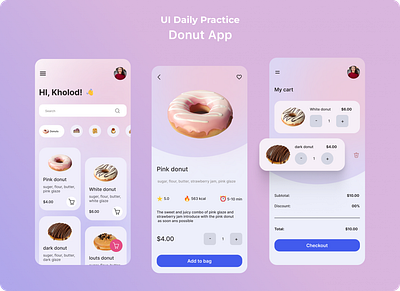 Donut App app branding design typography ui vector